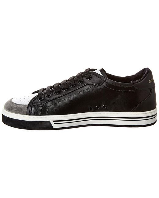 Dolce & Gabbana Roma Coated Canvas & Leather Sneaker in Black for Men