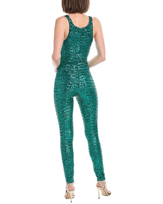 Elisabetta Franchi Green Tuta Donna Sequin Jumpsuit