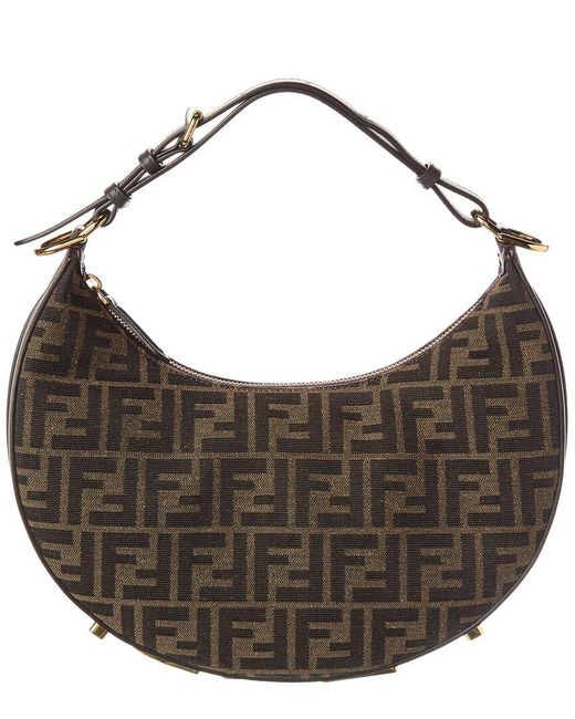 Fendi Brown Graphy Small Ff Jacquard & Leather Hobo Bag
