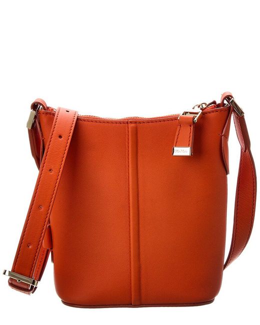 Max Mara Orange Riviers Leather Bucket Bag