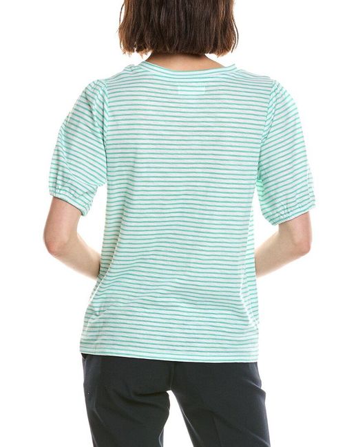 Stella Parker Green Caroline Notch Neck Puff Sleeve Top