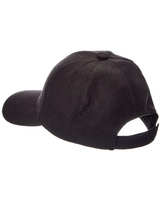 Vince Black Embroidered Linen Baseball Cap