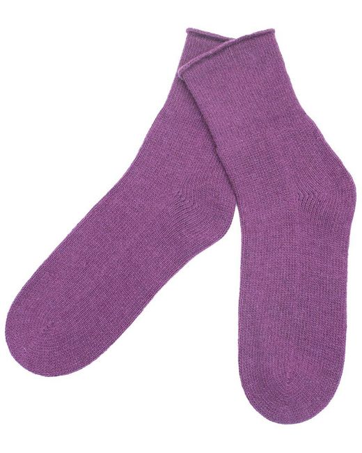 Portolano Purple Cashmere Rolled Edge Socks