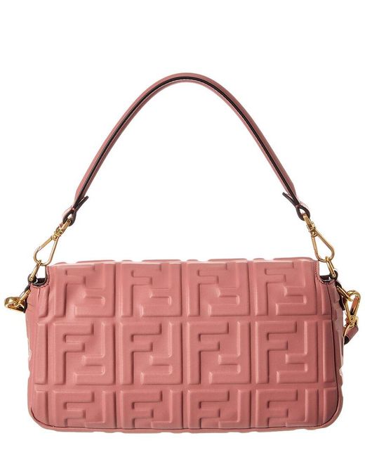 Fendi Pink Baguette Leather Shoulder Bag