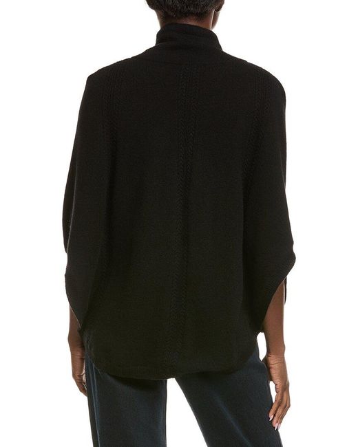 Hannah Rose Black Arrowhead Cable Cashmere Poncho