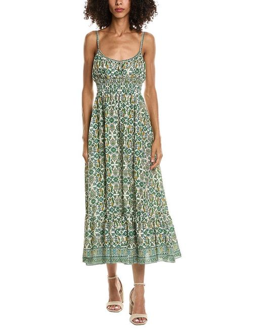 Max Studio Green Double Spaghetti Strap Midi Dress