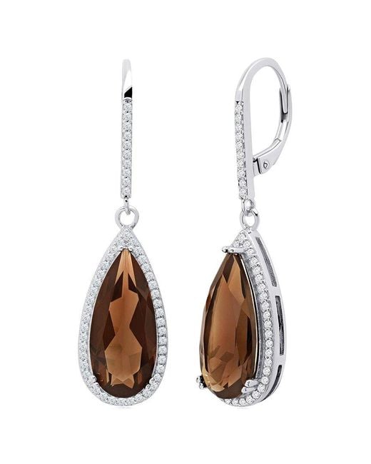 MaxColor White 7.50 Ct. Tw. Smoky Quartz Earrings