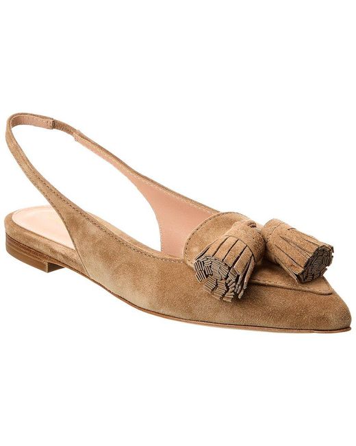 Gianvito Rossi White Slingback Suede Flat