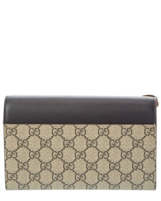 Gucci Gray Gg Supreme Canvas & Leather Wallet On Chain