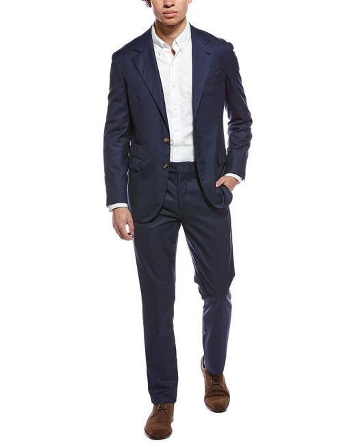 Brunello Cucinelli Blue Wool Suit for men