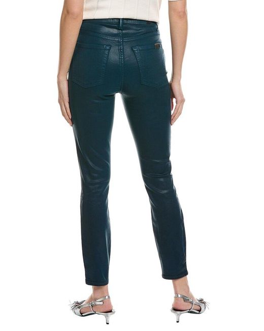 7 For All Mankind Blue Coated Peacock High Waist Skinny Jean