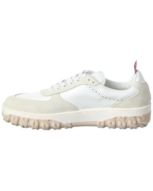 Thom Browne White Thom Leather & Canvas Sneakers for men