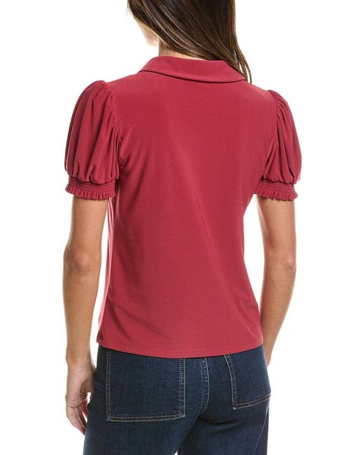Cece Split Neck Collared Top