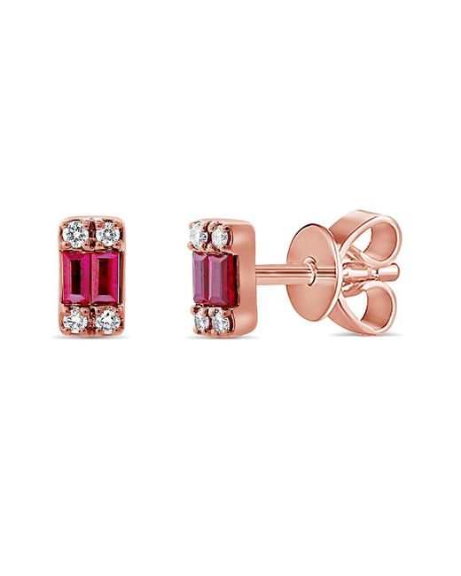 Sabrina Designs Pink 14k Rose Gold 0.32 Ct. Tw. Diamond & Ruby Studs