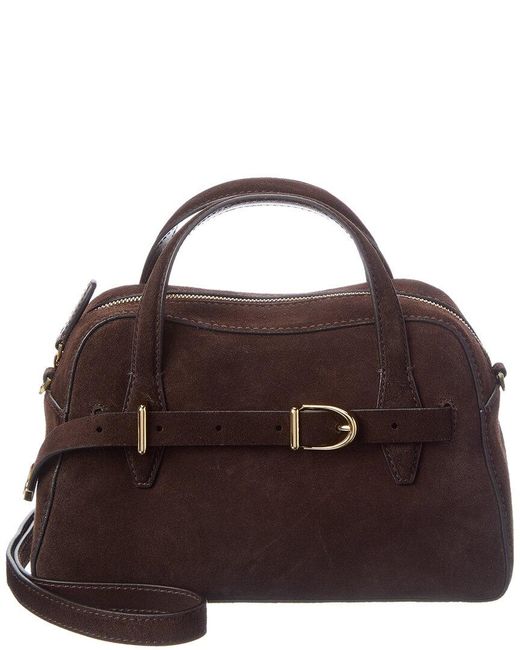 Madewell Brown Soft Grain Suede Belted Satchel