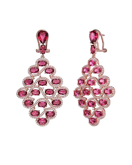 Rachel Glauber Red 14k Rose Gold Vermeil Cz Drop Earrings