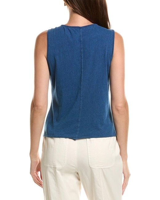 XCVI Blue Cobie Linen-Blend Tank