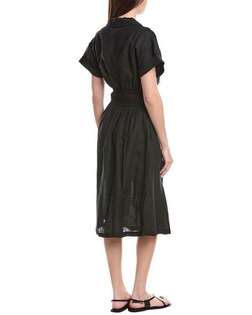 Vitamin A Black Playa Cut Out Linen Midi Dress