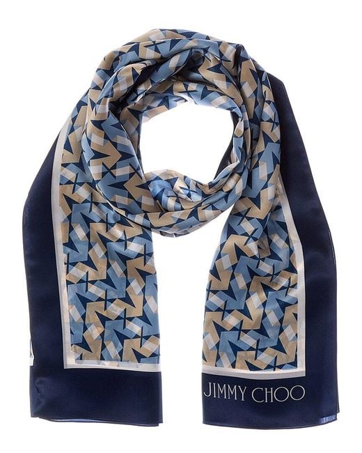 Jimmy Choo Blue Silk Scarf