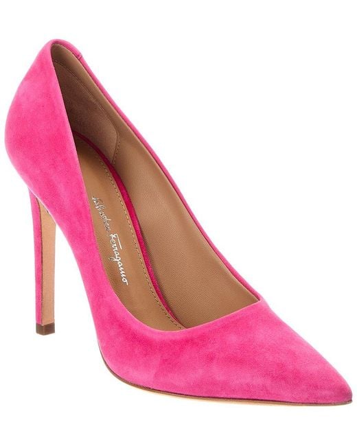 Ferragamo Pink Ilary Suede Pump