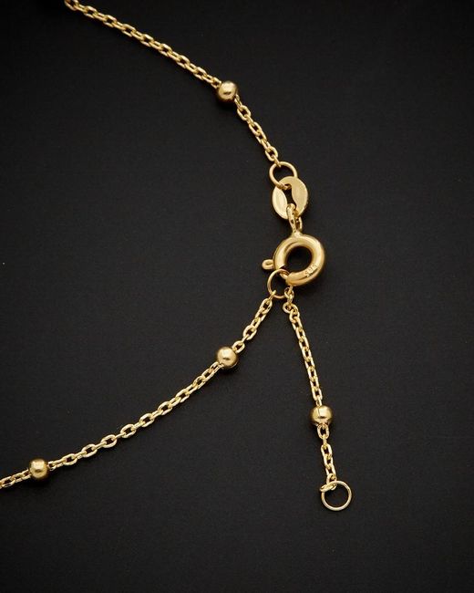 Italian Gold Black 14k Beads & Circle Station Adjustable Length Bracelet