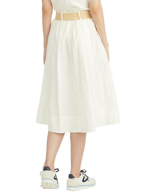 Draper James White Contrast Belt Linen Skirt