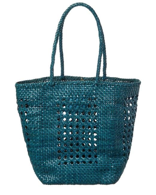 Dragon Diffusion Blue Grace Cannage Woven Leather Tote