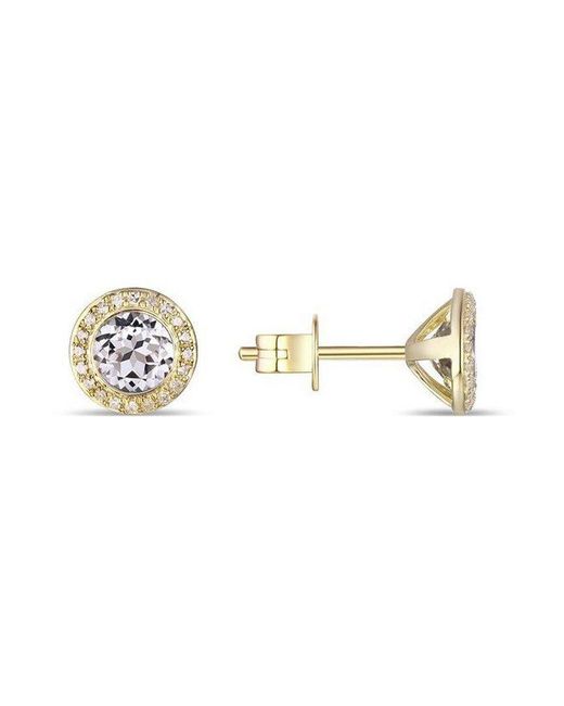 Diana M Metallic Fine Jewelry 14k 1.59 Ct. Tw. Diamond & White Topaz Halo Studs