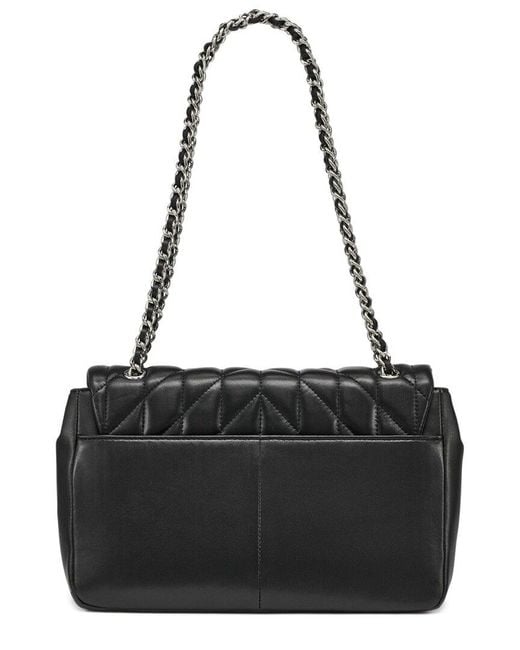 Karl Lagerfeld Black Agyness Leather Shoulder Bag