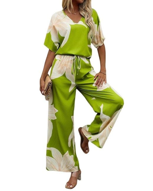 Emma way Green 2Pc Top & Pant Set