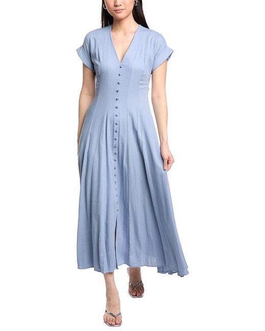 Taylor Blue Linen-Blend Maxi Dress