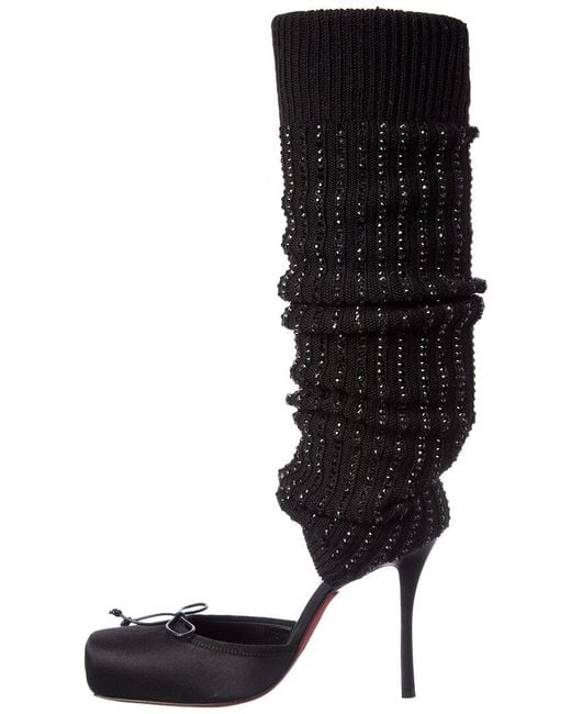 Christian Louboutin Black Cassia Annmac 100 Satin Satin Leg Warmer Pump