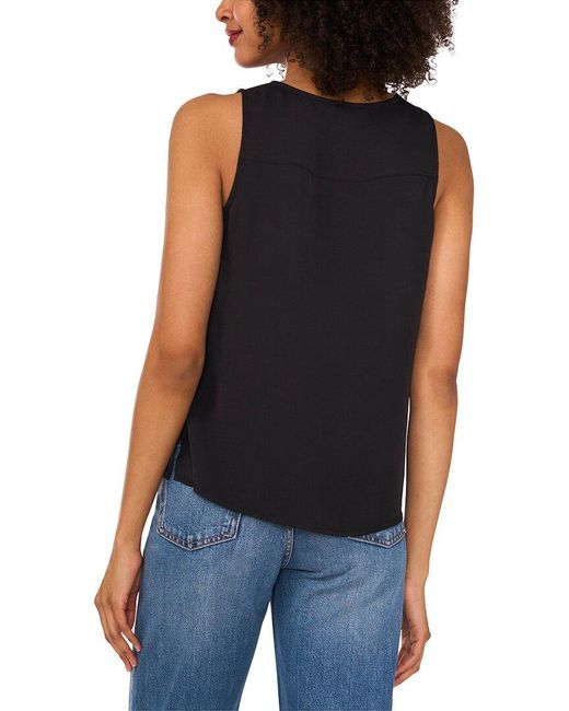 Vince Camuto Black V-neck Crossover Sleeveless Top