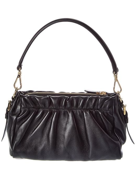 Prada Black Triangle Logo Leather Shoulder Bag