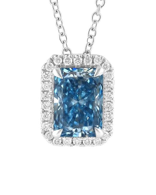 Lab Grown Diamonds Blue 14K 1.82 Ct. Tw. Lab-Grown Diamond Halo Pendant