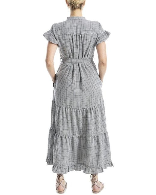 Max Studio Gray Ruffle Hem Belted Maxi Dress