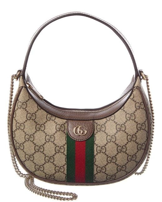 Gucci Brown Ophidia Small Gg Supreme Canvas & Leather Hobo Bag