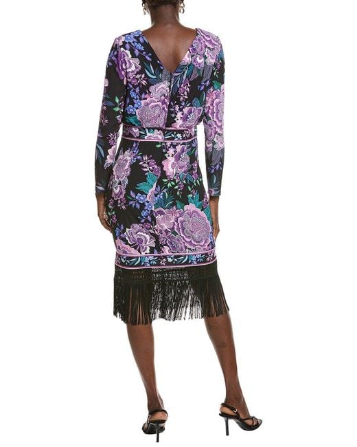 Tadashi Shoji Blue Akilah Floral Blouson Midi Dress