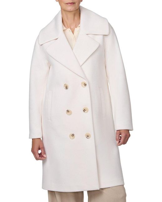 Bernardo White Long Wool-Blend Coat