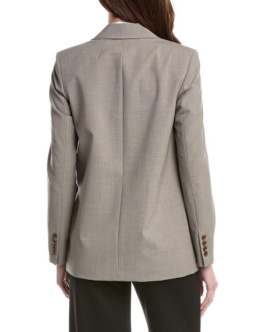 Theory Gray Oversized Wool-Blend Blazer