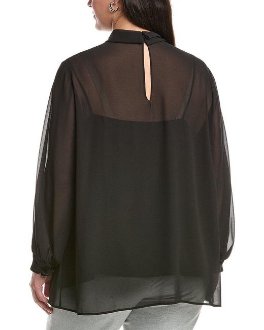 Marina Rinaldi Black Chiffon Turtleneck Blouse