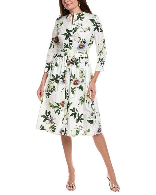 Oscar de la Renta White Belted Shirtdress