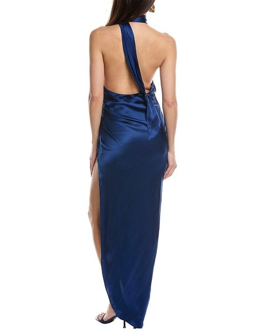 Amanda Uprichard Blue Jaida Silk Maxi Dress