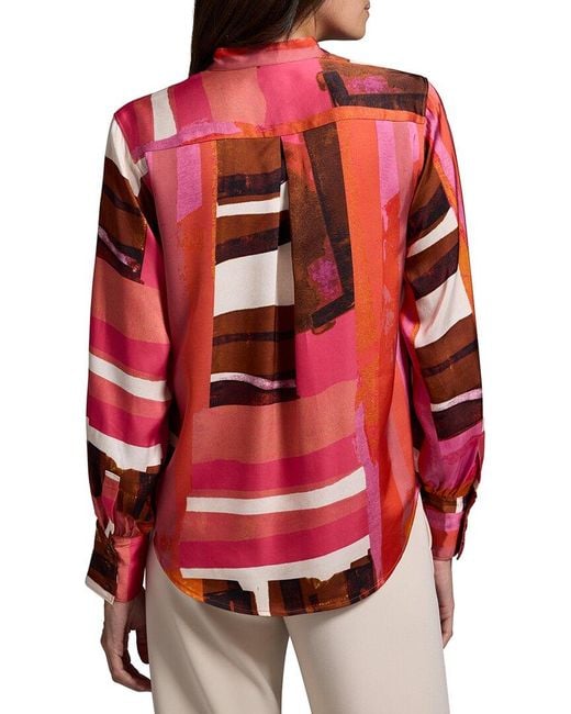NIC+ZOE Red Artful Blocks Glossy Blouse