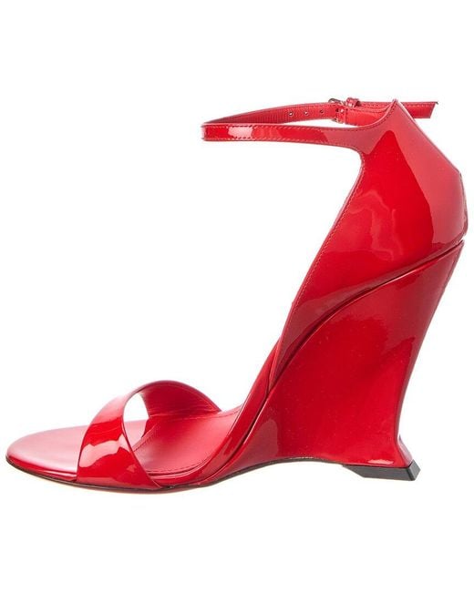Ferragamo Red Vidette Patent Wedge Sandal