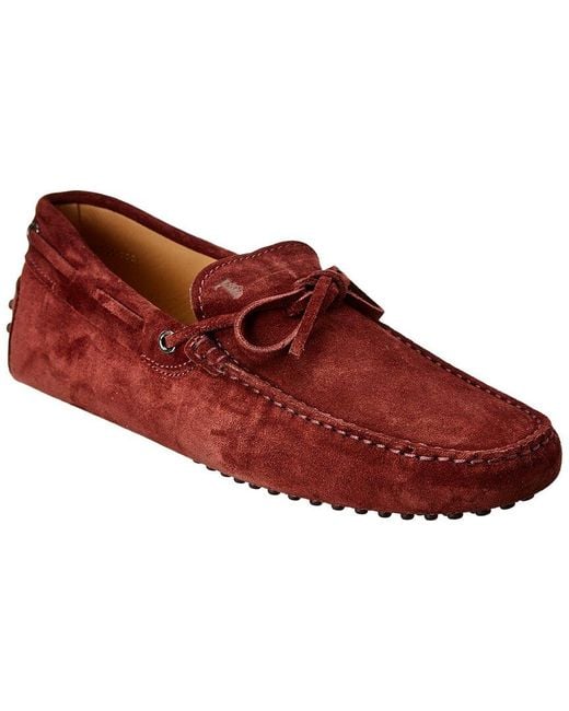 Tod's Red Gommino Suede Moccasin for men
