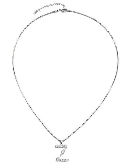 Adornia White Plated Crystal Initial Necklace