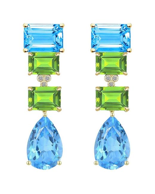 Kai Fine Jewelry Blue 14K 17.83 Ct. Tw. Diamond & Gemstone Drop Earrings