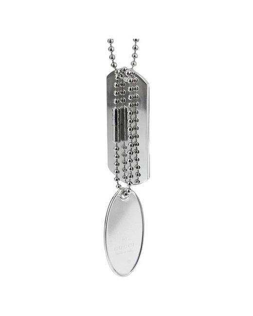 Gucci White Dog Tag Necklace (Authentic Pre-Owned)