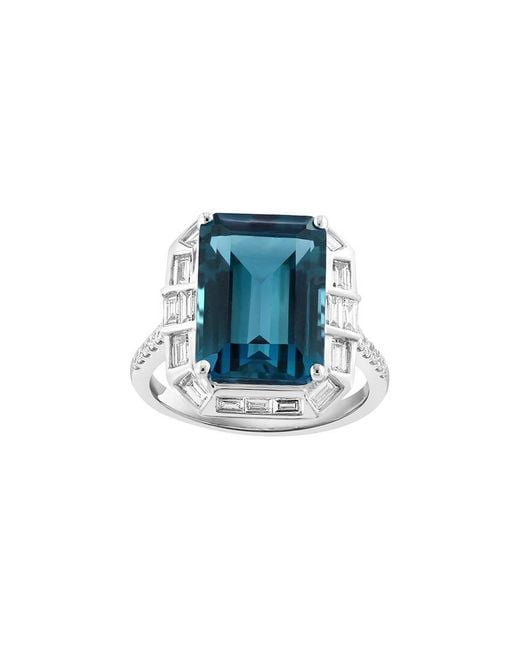 Effy Fine Jewelry Blue 14K 10.43 Ct. Tw. Diamond & London Topaz Ring